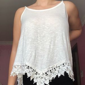 White Lace Detail Top